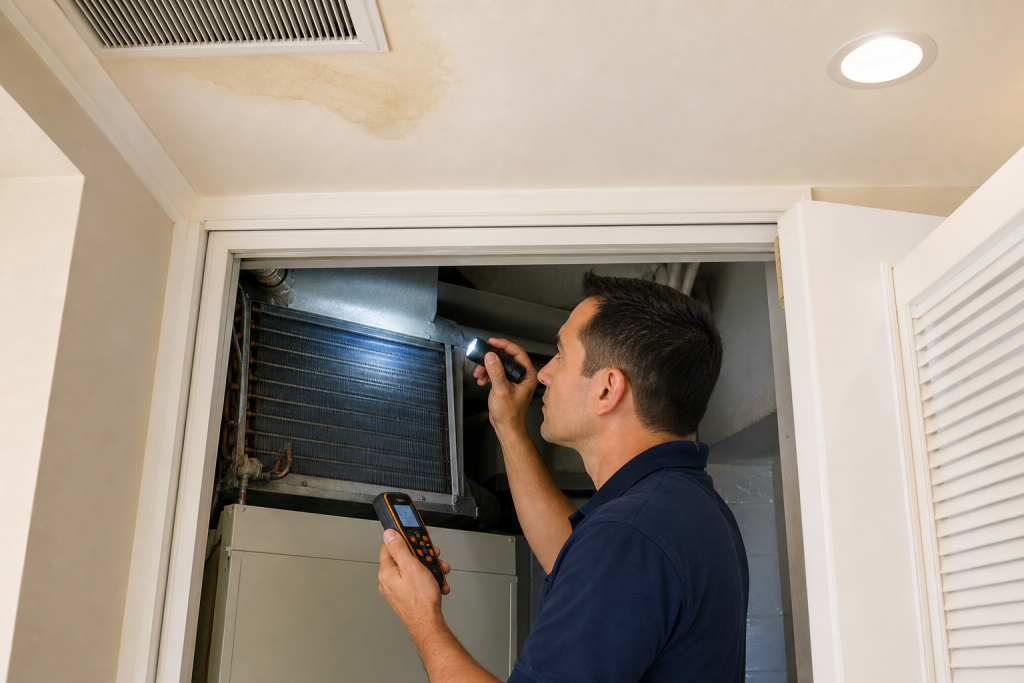 AC Condensate Leak Cleanup: Signs Your Ceiling Leak Is From HVAC